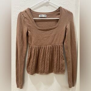 Hollister tan long sleeve babydoll top
